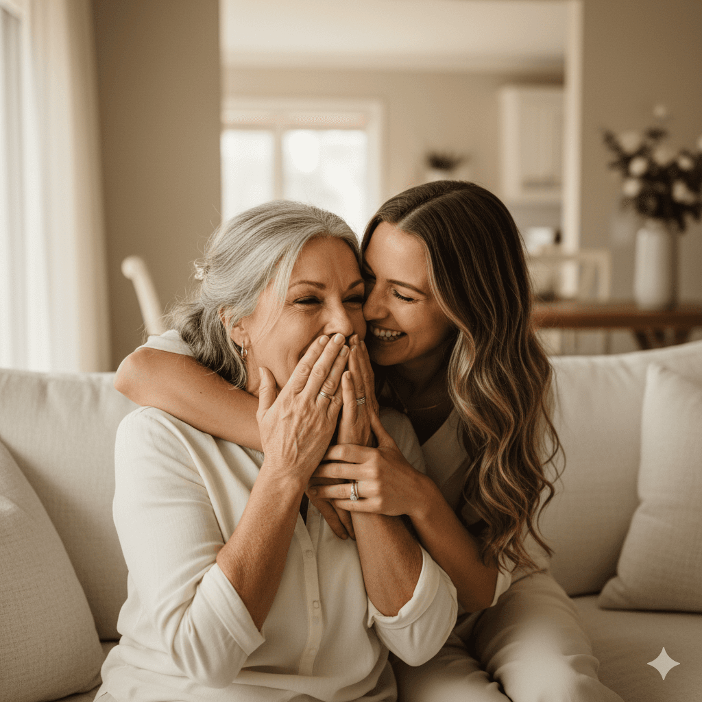 Moment d'émotion en découvrant un cadeau